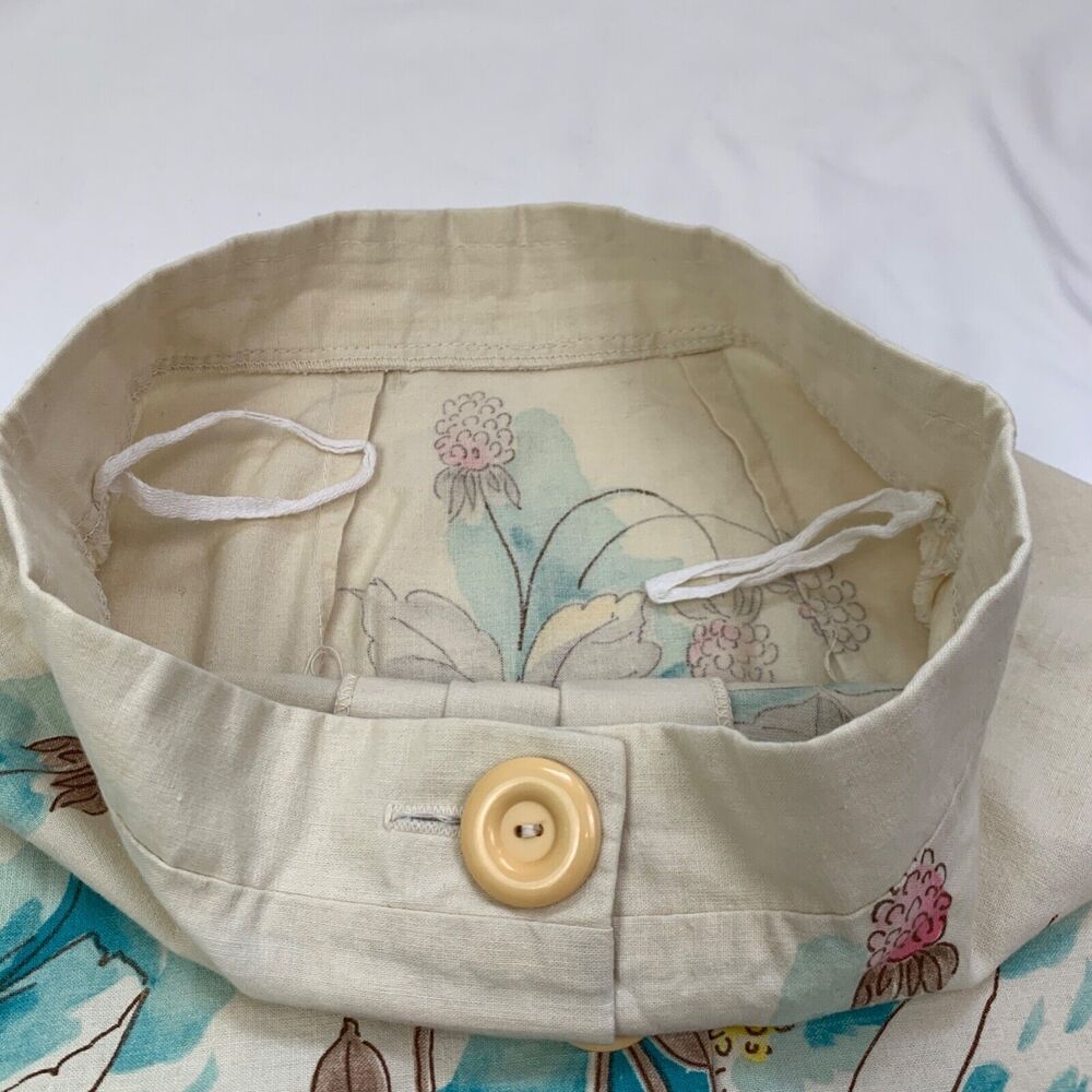Vintage Floral Full Button Front Midi Skirt XS Blue Ivory Parisian Botanical - Picture 7 of 9